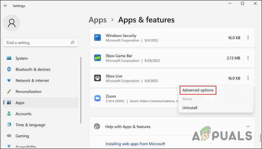 Choose Advanced options 