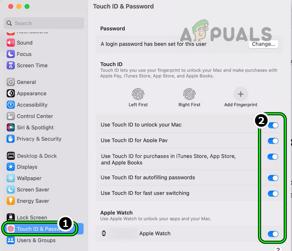Disable All the Touch ID Options of the Mac