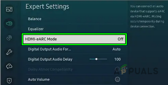 Disable HDMI-eARC Mode in the Samsung TV Settings