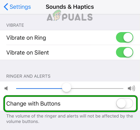 Disable Change With Button in the Ringers and Alerts Section of the iPhone Settings