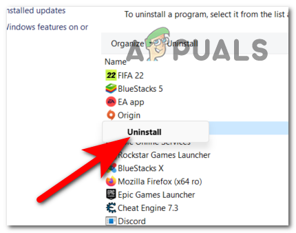 Uninstalling the VPN application 