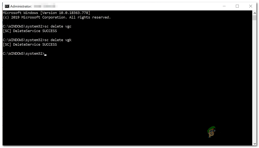 Uninstalling Riot Vanguard using Command Prompt