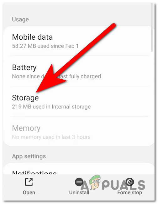 Accessing the Storage settings of COD