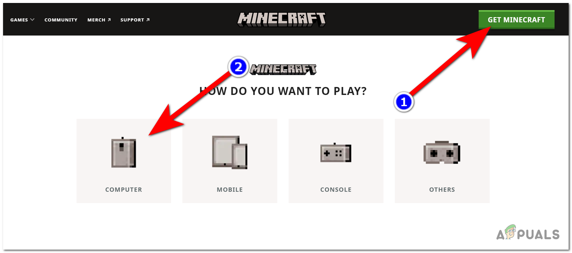 Accessing the Download menu
