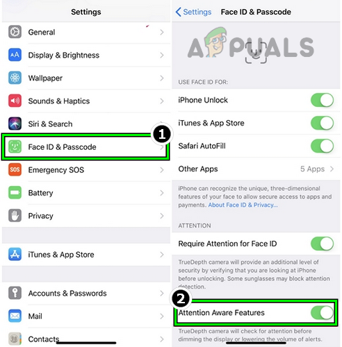 Disable Attention Aware Feature of the iPhone