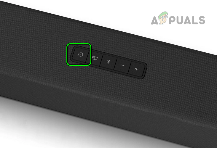 Power off the Vizio Sound Bar from the Power Button