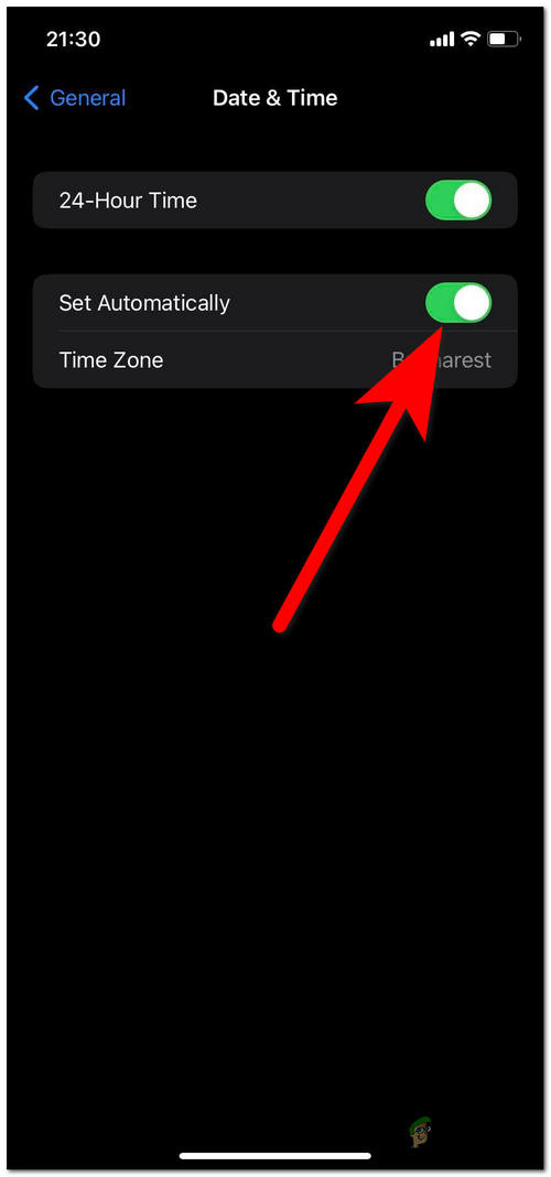 Setting the automatic date and time