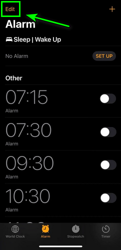Edit an iPhone Alarm