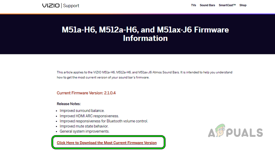 Download the Latest Firmware Version of the Vizio Sound Bar