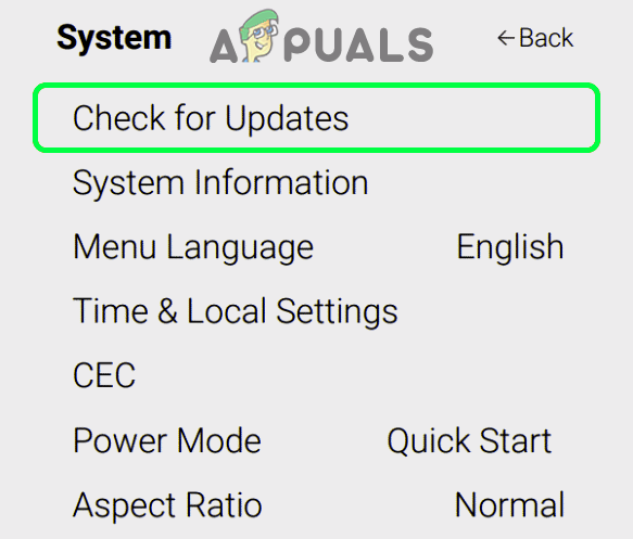 Check for Updates of the Vizio TV