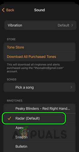Set Radar as the Ringtone of the Alarm