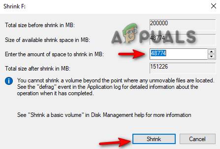 Adjusting the size of the disk