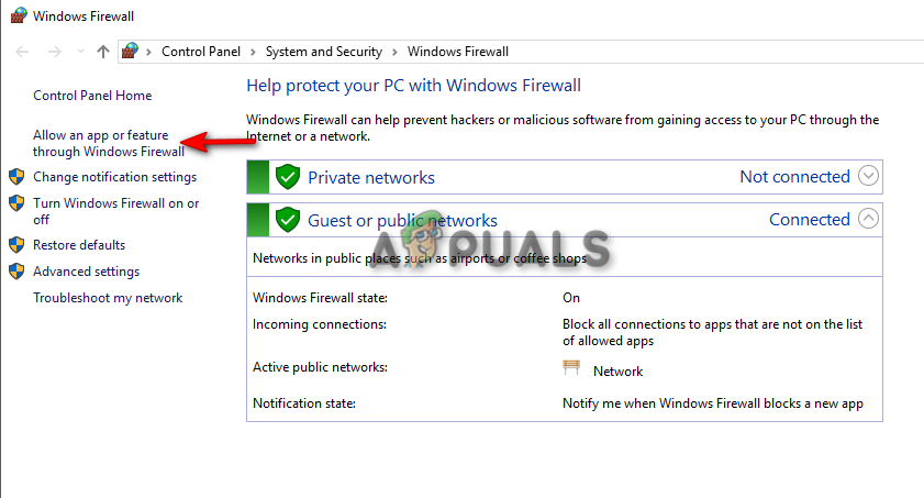 Allowing app through Windows Firewall