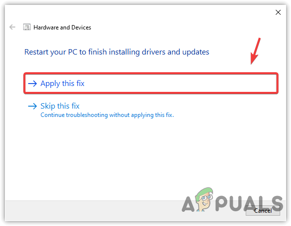 Applying a fix to the network adapter