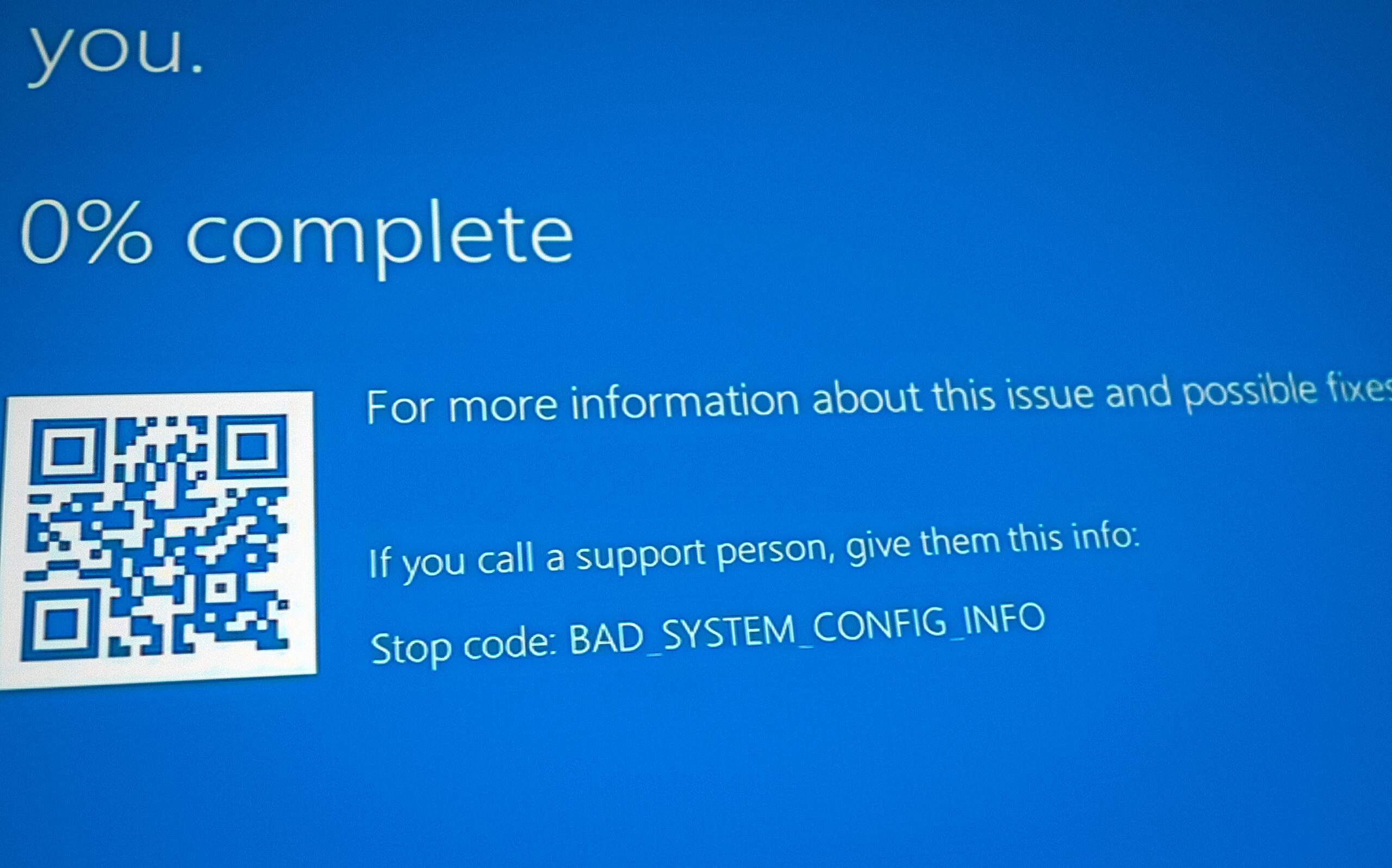 BAD_SYSTEM_CONFIG_INFO on Windows
