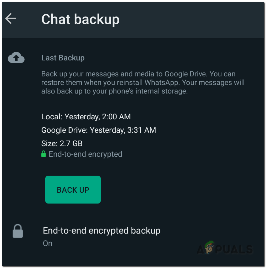 Chat Backup Button