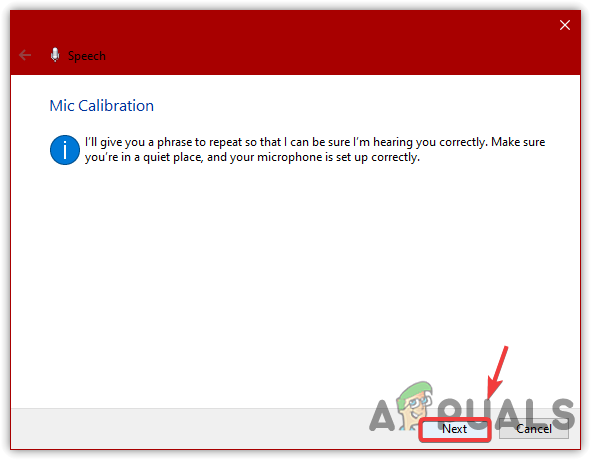Clicking Next to Check Your Microphone