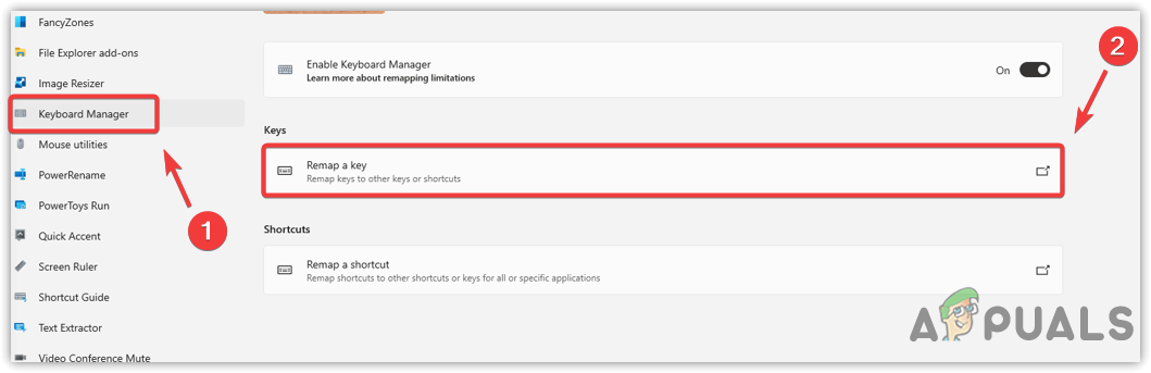 Clicking On Remap A Key