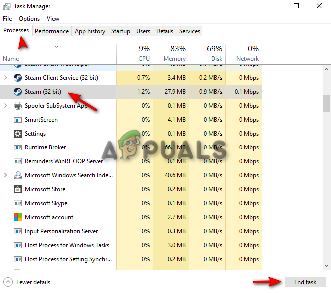 Closing Steam from Task Manager