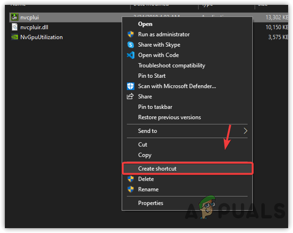 Creating Nvidia control panel shortcut
