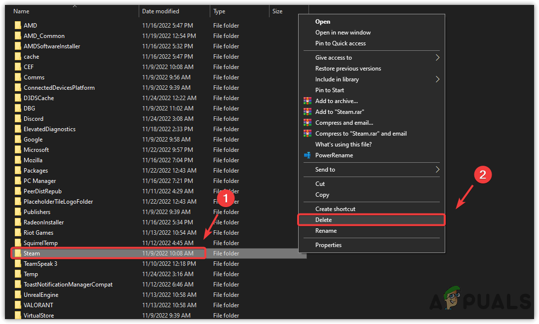 Deleting Steam Configuration Folder