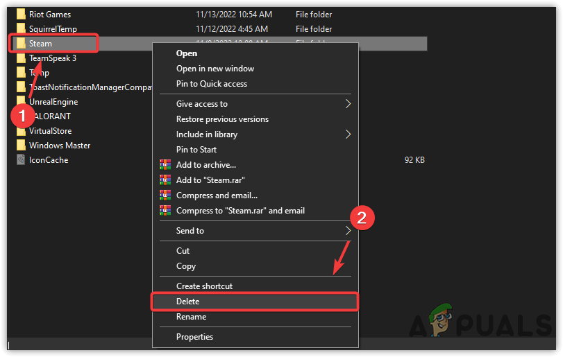 Deleting Steam folder from appdata