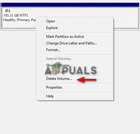 Deleting Volume of disk on disk management