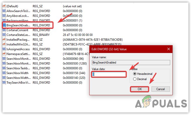 Disabling Bing Search From Registry Editor