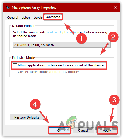 Disabling Exclusive Mode To The Microphone