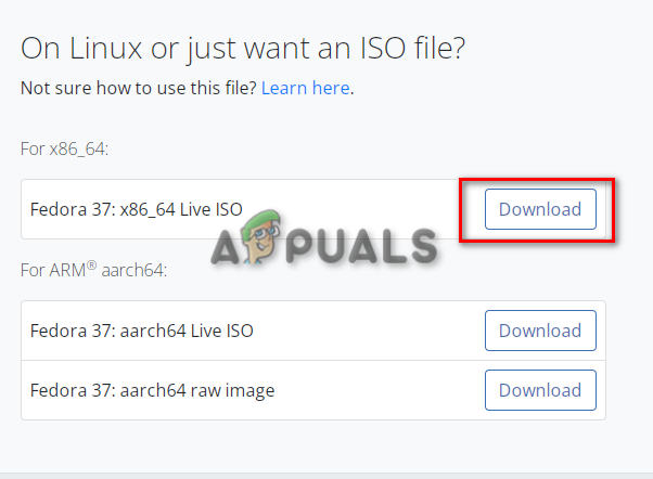 Downloading Fedora ISO File
