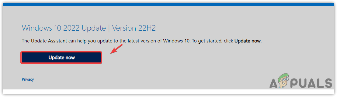 Downloading Windows Update Assistant