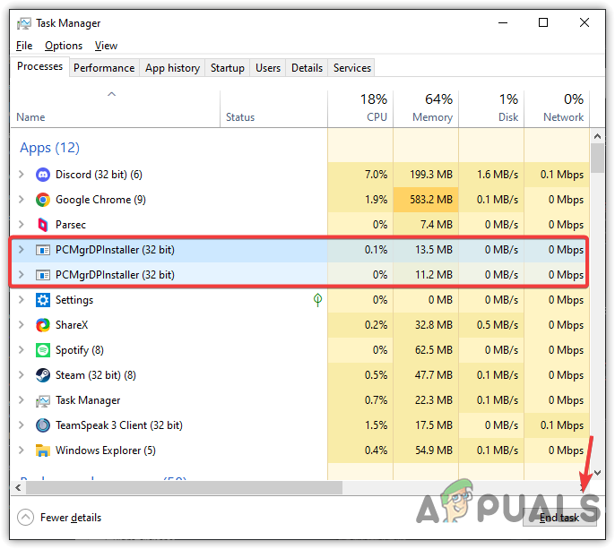 End Tasking Microsoft PC Manager