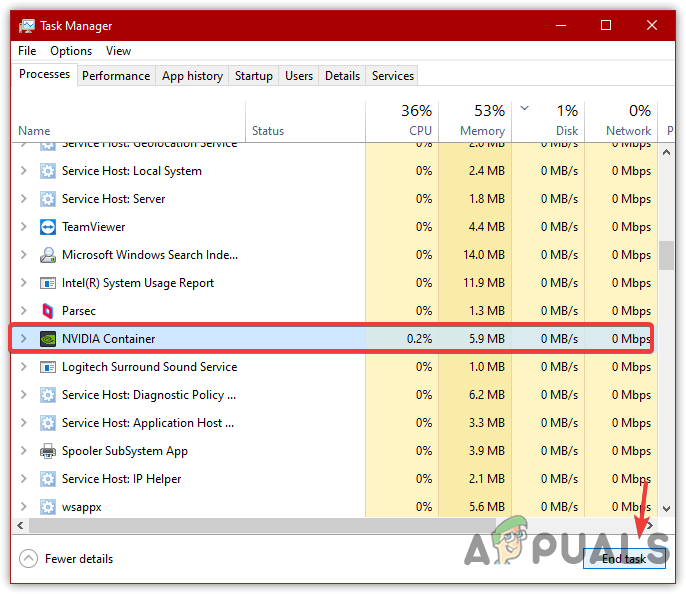 End Tasking Nvidia Services
