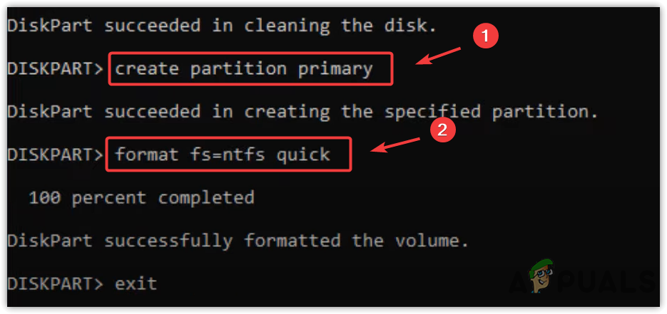 Formatting the Disk to NTFS