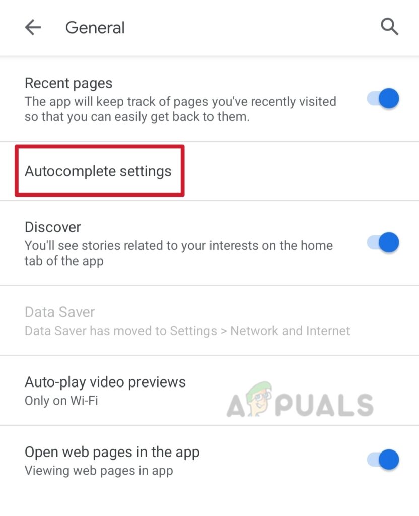 Go to Autocomplete section