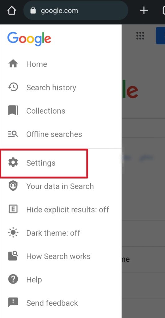 Tap the hamburger menu at top corner and select Settings
