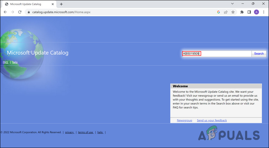 Search for the update