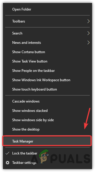 Opening Task Manager