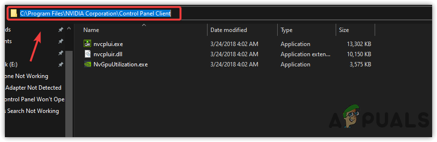 Navigating To Nvidia Control Panel Directory