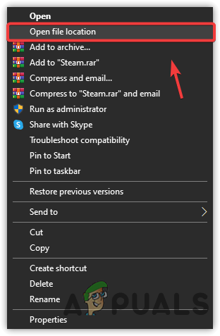 Navigating to Steam location