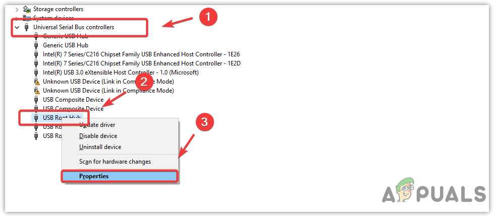 Navigating to USB Mouse port properties