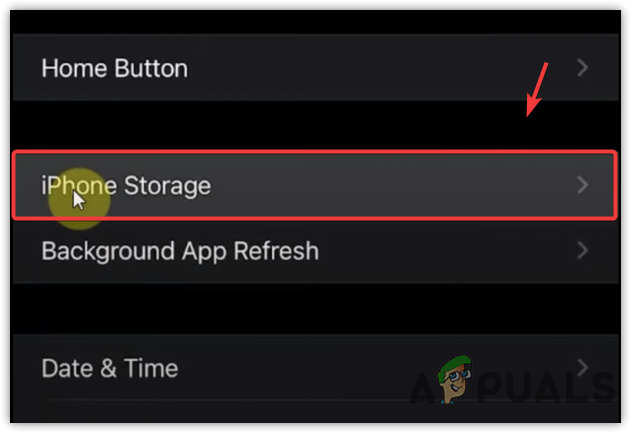 Navigating to iPhone Storage