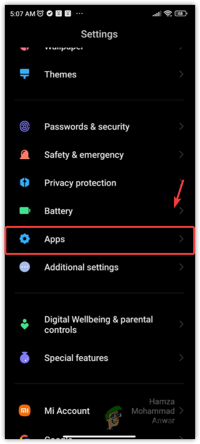 Heading to the Apps on Android