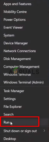 Opening Run command on Windows 11
