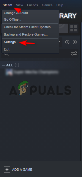 Opening Steam Settings