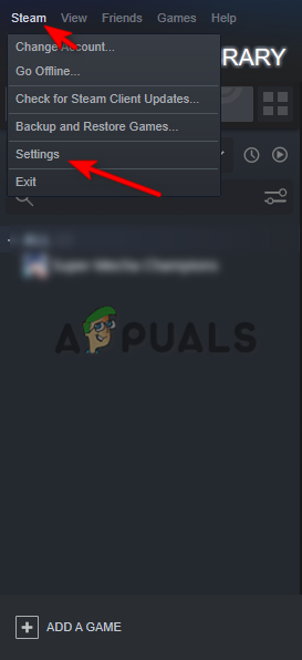 Opening Steam Settings