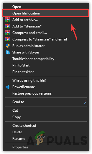 Opening Steam app location