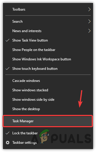Opening Task Manager