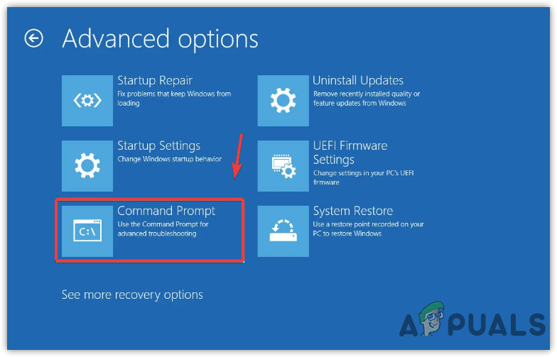 Opening Windows Recovery Environment Command Prompt