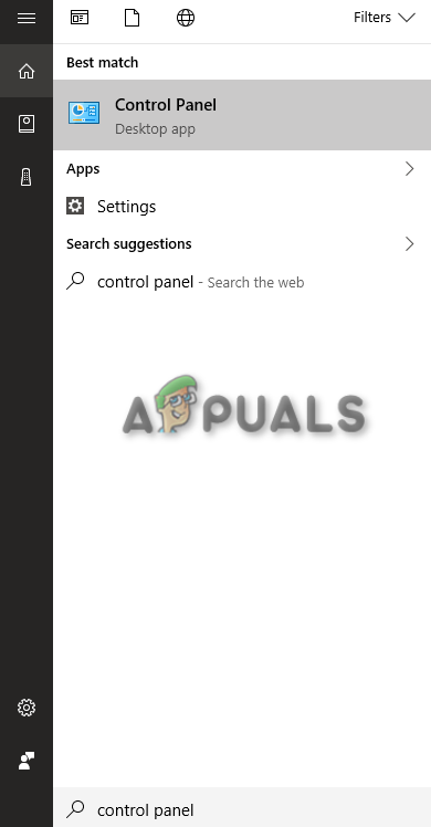 Opening control panel